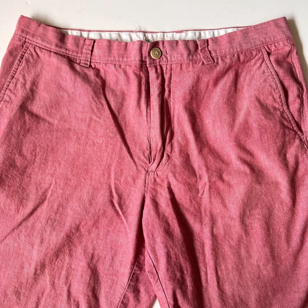 J. Crew Stanton Shorts Size 35 Red Heathered Cotton Flat Front Chino Casual Prep